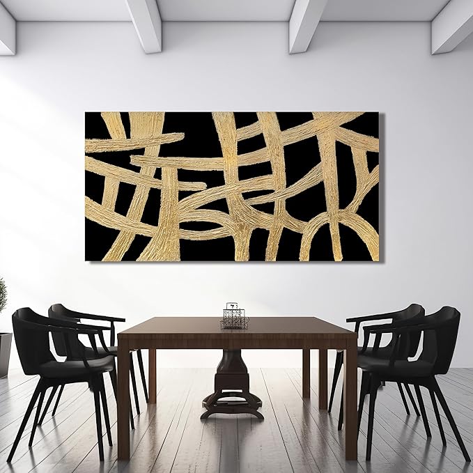 YISXINOAG Abstract Wall Art For Living Room Prints Artwork Abstract Canvas Art Wall Decor Black And Gold Wall Art Large Size Modern Painting Hotel Office Home Wall Decor 29 x 58 Inch