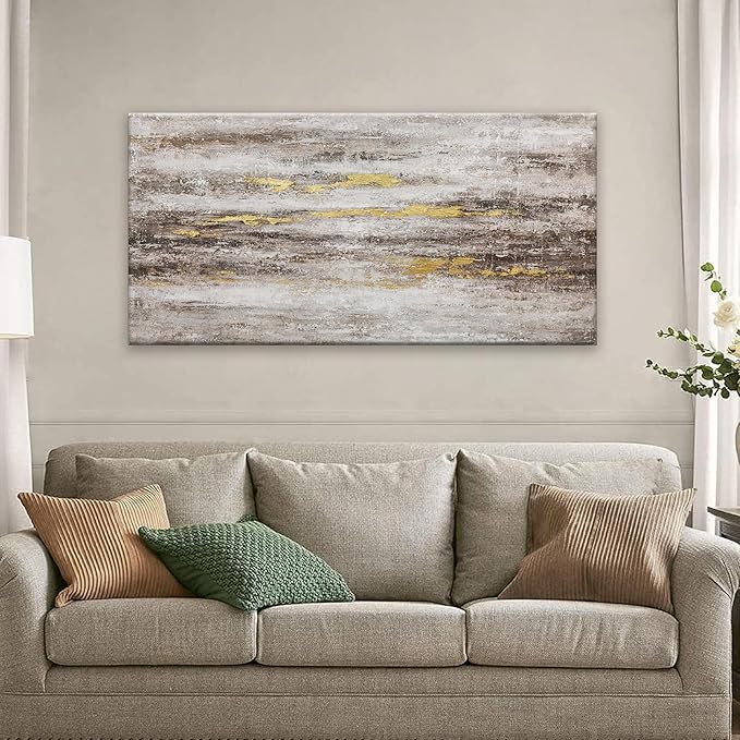 YISXINOAG Abstract Wall Art Decor Grunge Room Abstract Wall Decor Art Brown Grey Canvas Art Wall 20" X 40" Painting Brown And White Wall Art For Bedroom Office Dining Room