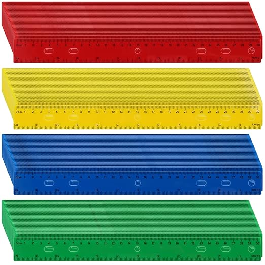 HOZEON 120 Pack 12 Inch Colorful Plastic Ruler Bulk, Colored Measuring Rulers with Inches and Centimeters, Plastic Straight Ruler with Hole, Metric Rulers for School Classrooms, Office