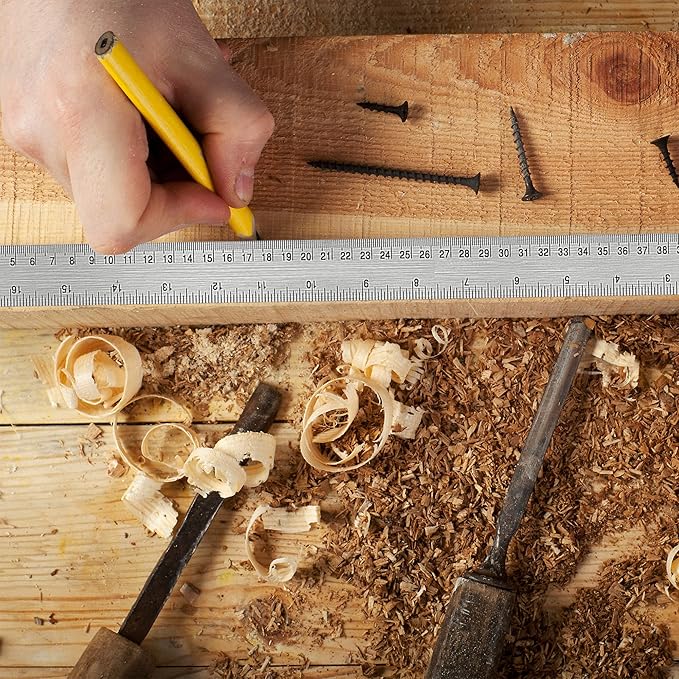 Stainless Steel Metal Ruler:[1 Pieces 12 Inch] Stainless Steel Metal Ruler with Cork Backing Non-Slip Rulers with Inch and Centimeters Drafting Office Tools Prevent Ink Leakage