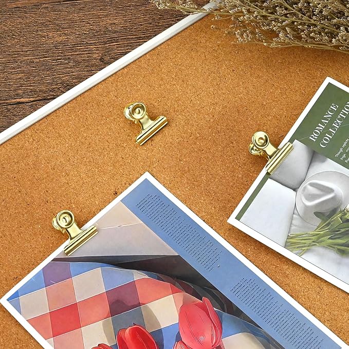 30 Pieces Push Pins Clips Gold Thumb Tacks with Clips for Cork Boards, Bulletin Boards