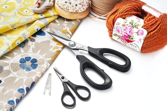 Beaditive Lightweight Sewing and Embroidery Scissors Set (2 PC) | Sewing, Embroidery, Paper Cutting, Crafting | Stainless Steel | Protective Cover (3.5 in)