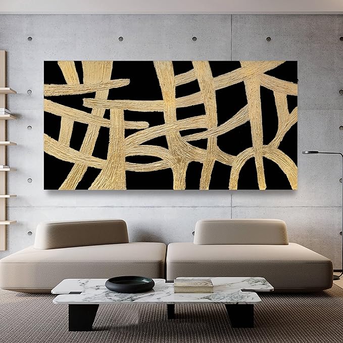 YISXINOAG Abstract Wall Art For Living Room Prints Artwork Abstract Canvas Art Wall Decor Black And Gold Wall Art Large Size Modern Painting Hotel Office Home Wall Decor 29 x 58 Inch