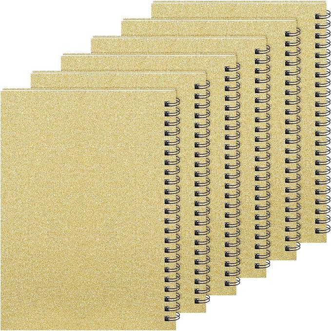 Yahenda Spiral Notebook Bulk A5 Journal Lined 8.3'' x 5.5'' Writing Composition Paper Small Notepad Subject Notebook for Students Office Business Back to School Supplies(Light Gold,6 Pcs)