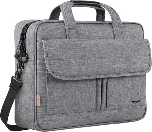 Taygeer Laptop Bag for Men, Water Resistant Crossbody Messenger Shoulder Bag for Business, Professional Premium Office Briefcase, Portable 15.6 Inch Carry On Laptop Case for Notebook/Computer, Grey