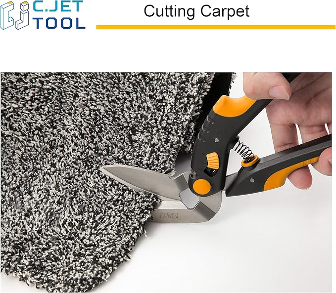 10" Heavy Duty Scissors - Carpet Cutter, Industrial Multipurpose Tool for Cardboard, Leather, Pruning, Gardening - Professional Soft Grip Stainless Steel (Orange)