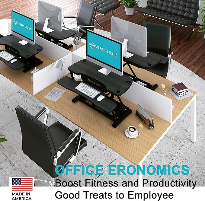 VERSADESK® PowerPro™ 40” x 24” Standing Desk Converter | 40 inch Electric Height Adjustable Sit to Stand Desk Riser w/ Keyboard Tray & USB Hub - Ergonomic Workstation for Home & Office, Black