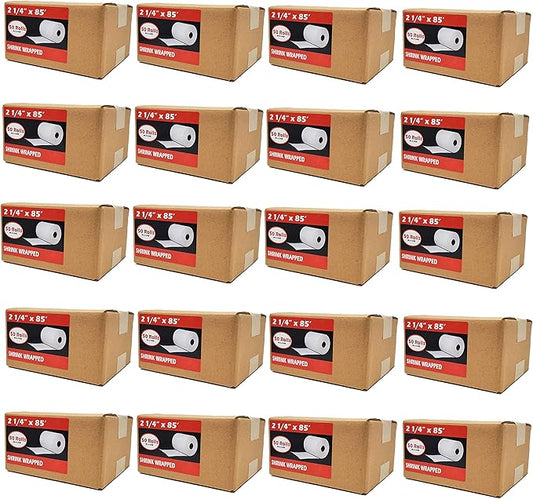 (1000 Rolls) 2 1/4 x 85 Thermal Paper Receipt Rolls 2.25 x 85 ft, 55 GSM Premium Quality German Paper Fits All Credit Card Terminals Verifone VX510 VX570 FD50 BPA Free from BuyRegisterRolls