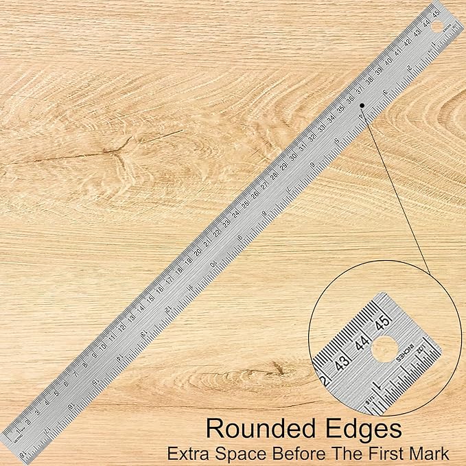 Metal Ruler With Cork Backing: 10 PCS 18 Inch Stainless Steel Non-Slip Rulers With Inch and Centimeters