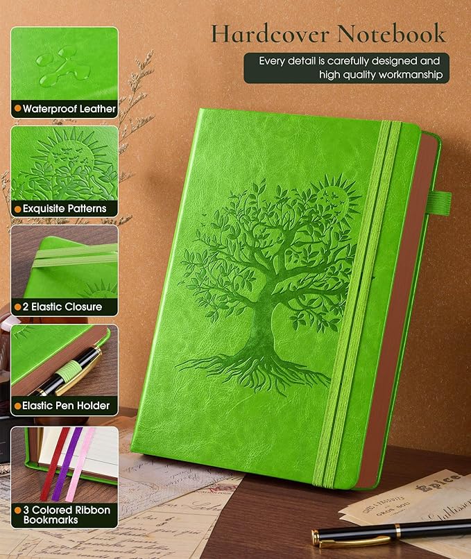 Vintage Leather Journal with 300 Numbered Pages,A4 Lined Journal for Men Women,Daily Journals for Writing,College Ruled Notebook for Work,School,Note taking,Travel Diary,Large (8.5" X 11.3")