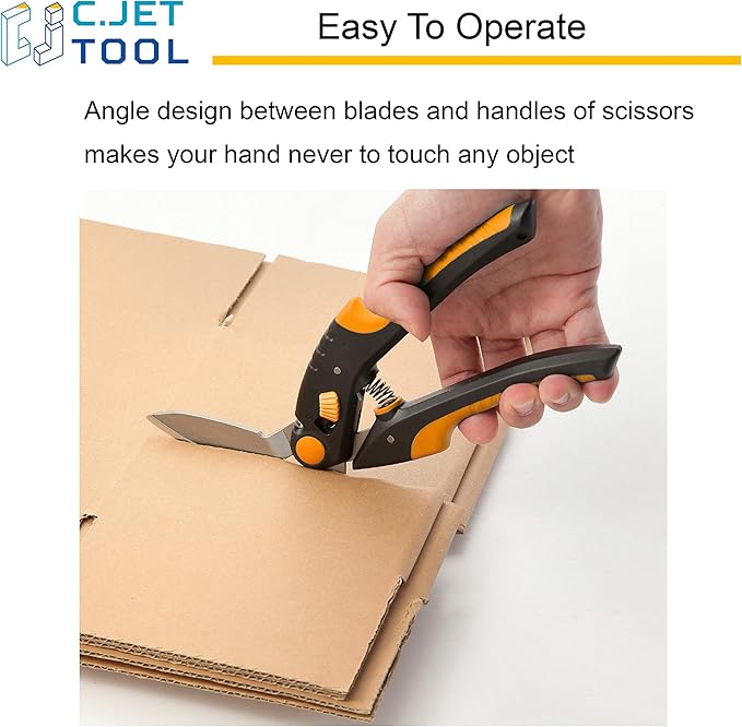 10" Heavy Duty Scissors - Carpet Cutter, Industrial Multipurpose Tool for Cardboard, Leather, Pruning, Gardening - Professional Soft Grip Stainless Steel (Orange)